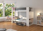 Dviaukštė lova ADRK Furniture Garet, 90x200 cm, balta/juoda