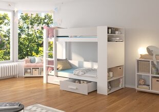 Кровать двухъярусная Adrk Furniture Garet, 90x200 см, белый/серый цвет цена и информация | Детские кровати | pigu.lt