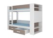 Dviaukštė lova ADRK Furniture Garet, 90x200 cm, balta/pilka kaina ir informacija | Vaikiškos lovos | pigu.lt