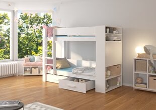 Dviaukštė lova Adrk Furniture Garet, 90x200 cm, balta kaina ir informacija | Vaikiškos lovos | pigu.lt