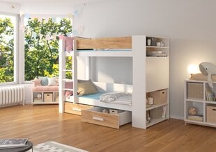 Dviaukštė lova ADRK Furniture Garet, 80x180 cm, balta/ruda kaina ir informacija | Vaikiškos lovos | pigu.lt