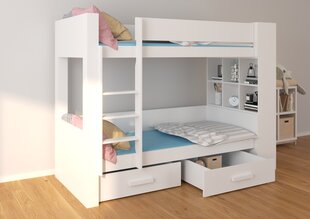 Dviaukštė lova Adrk Furniture Garet, 80x180 cm, balta/pilka kaina ir informacija | Vaikiškos lovos | pigu.lt