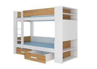 Dviaukštė lova Adrk Furniture Garet, 80x180 cm, balta/ruda kaina ir informacija | Vaikiškos lovos | pigu.lt