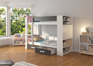 Кровать двухъярусная Adrk Furniture Garet с матрасом, 80x180 см, белый/черный цвет цена и информация | Детские кровати | pigu.lt