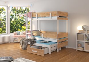 Кровать двухъярусная ADRK Furniture Etapo 80x180 см, белый/коричневый цвет цена и информация | Детские кровати | pigu.lt