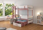 Dviaukštė lova ADRK Furniture Etapo, 80x180 cm, balta/rožinė