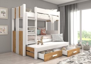 Dviaukštė lova Adrk Furniture Artema, 80x180 cm, balta/ruda kaina ir informacija | Vaikiškos lovos | pigu.lt
