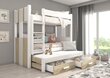 Dviaukštė lova ADRK Furniture Artema, 80x180 cm, balta/ruda kaina ir informacija | Vaikiškos lovos | pigu.lt