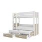 Dviaukštė lova ADRK Furniture Artema, 80x180 cm, balta/ruda kaina ir informacija | Vaikiškos lovos | pigu.lt