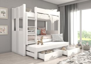 Dviaukštė lova Adrk Furniture Artema, 90x200 cm, balta kaina ir informacija | Vaikiškos lovos | pigu.lt