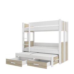 Кровать двухъярусная ADRK Furniture  Artema с матрасами, 90х200 см, белый/коричневый цвет цена и информация | Детские кровати | pigu.lt