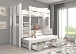 Dviaukštė lova ADRK Furniture Artema su čiužiniais, 90x200 cm, balta/pilka