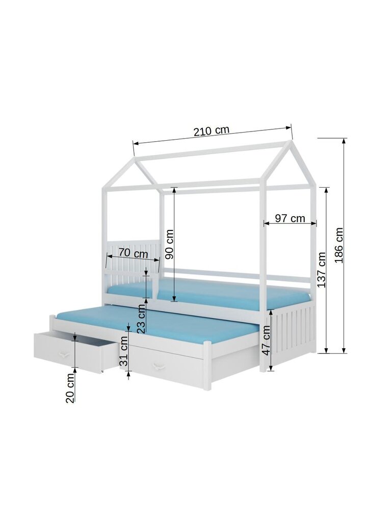Lova Adrk Furniture Jonasek su šonine apsauga, 90x200 cm, ruda kaina ir informacija | Vaikiškos lovos | pigu.lt