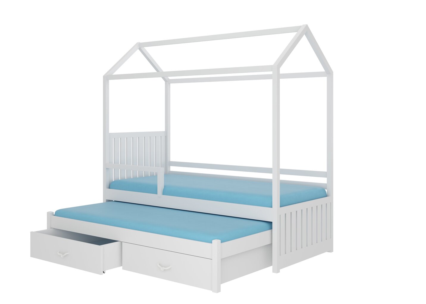 Lova Adrk Furniture Jonasek su šonine apsauga, 90x200 cm, balta kaina ir informacija | Vaikiškos lovos | pigu.lt