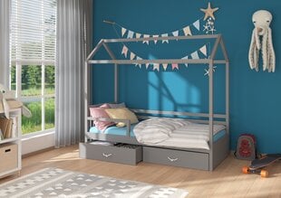 Lova ADRK Furniture Rose su šonine apsauga, 90x200 cm, pilka kaina ir informacija | Vaikiškos lovos | pigu.lt