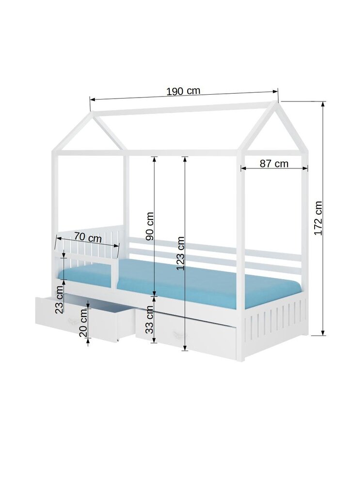 Lova ADRK Furniture Rose su šonine apsauga, 80x190 cm, ruda kaina ir informacija | Vaikiškos lovos | pigu.lt