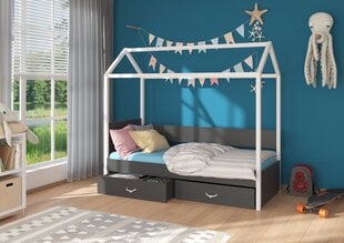 Кровать ADRK Furniture Otello 80x180 см, белый/черный цвет цена и информация | Детские кровати | pigu.lt