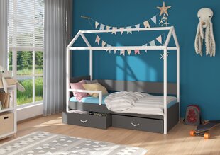 Adrk Furniture Otello Кровать с боковой защитой, 90х200 см, белый/черный цвет цена и информация | Детские кровати | pigu.lt