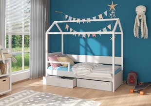 Lova Adrk Furniture Otello su šonine apsauga, 90x200 cm, balta/pilka kaina ir informacija | Vaikiškos lovos | pigu.lt