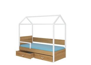 Кровать ADRK Furniture Otello с боковой защитой и матрасом, 90x200 см, белый/коричневый цвет цена и информация | Детские кровати | pigu.lt