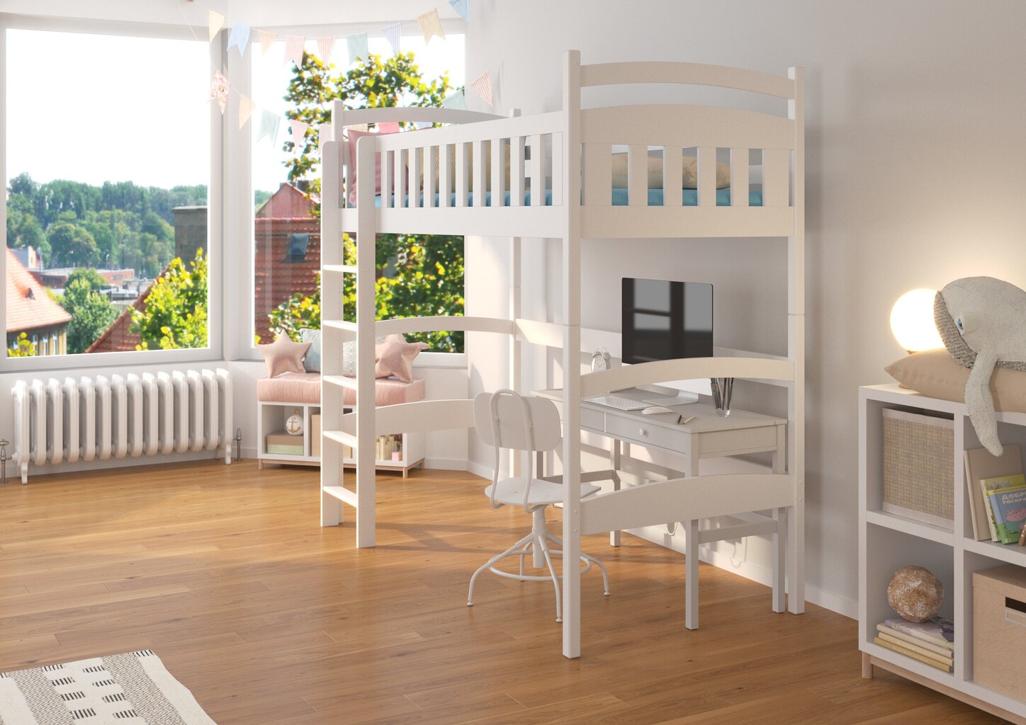 Dviaukštė lova Adrk Furniture Miago, 90x200 cm, ruda kaina ir informacija | Vaikiškos lovos | pigu.lt