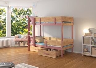 Dviaukštė lova Adrk Furniture Etiona, 90x200 cm, rožinė/ruda kaina ir informacija | Vaikiškos lovos | pigu.lt