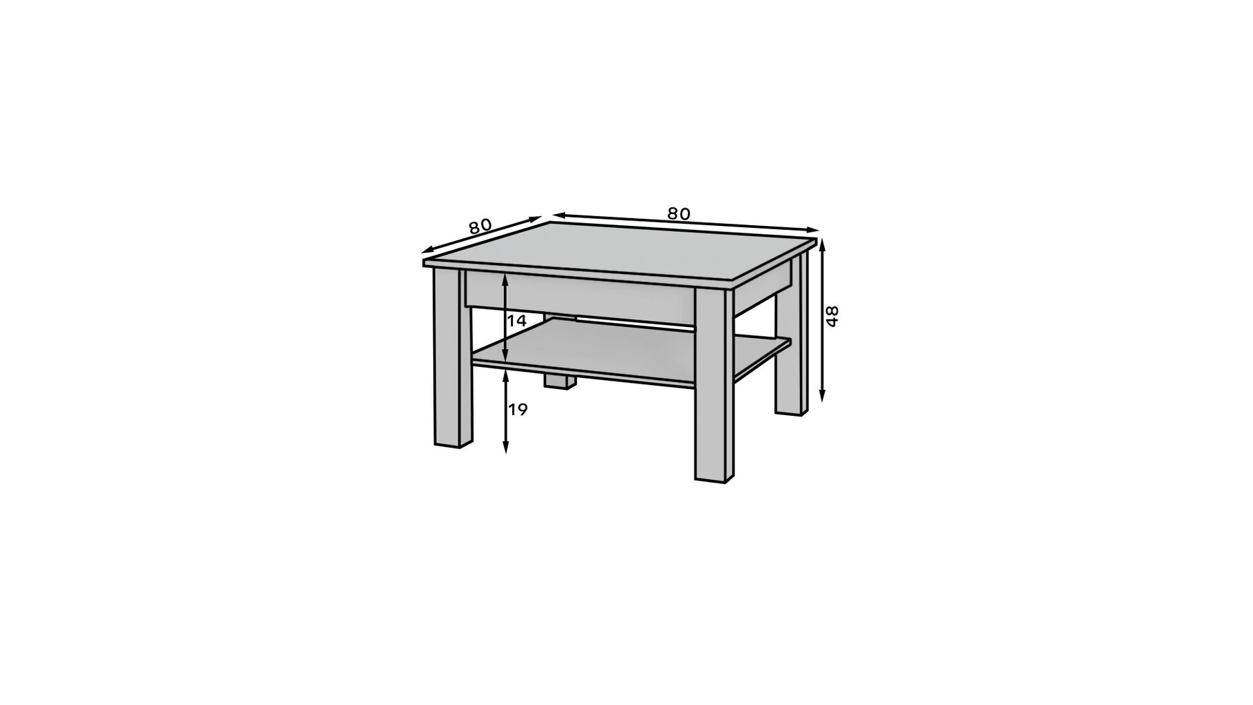 Kavos staliukas ADRK Furniture Cesiro, 80x80 cm, baltas kaina ir informacija | Kavos staliukai | pigu.lt