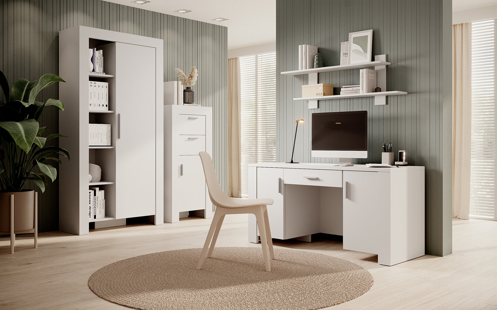 Rašomasis stalas ADRK Furniture 1SZ2D Cesiro, baltas kaina ir informacija | Kompiuteriniai, rašomieji stalai | pigu.lt