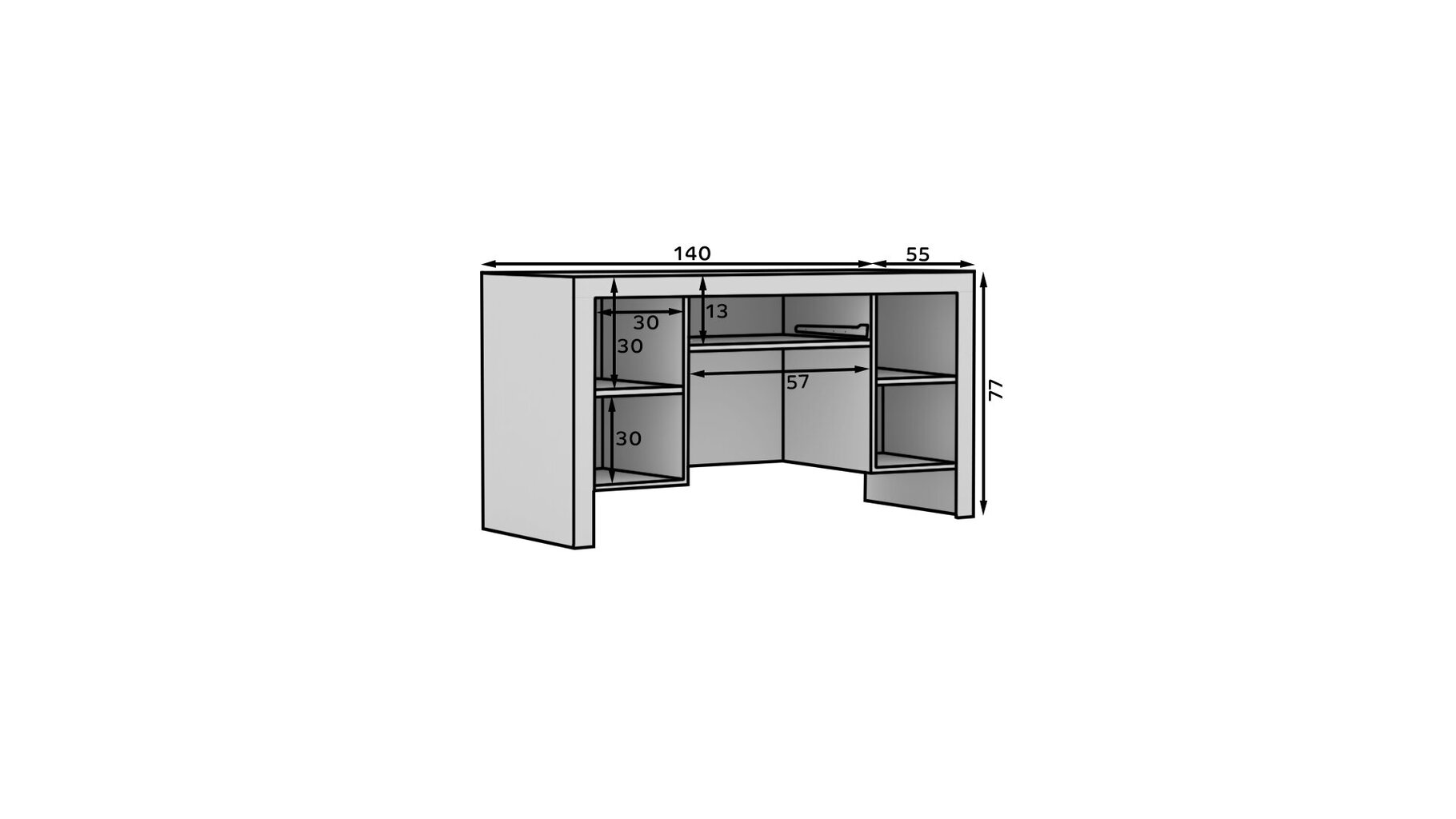 Rašomasis stalas ADRK Furniture 1SZ2D Cesiro, baltas kaina ir informacija | Kompiuteriniai, rašomieji stalai | pigu.lt