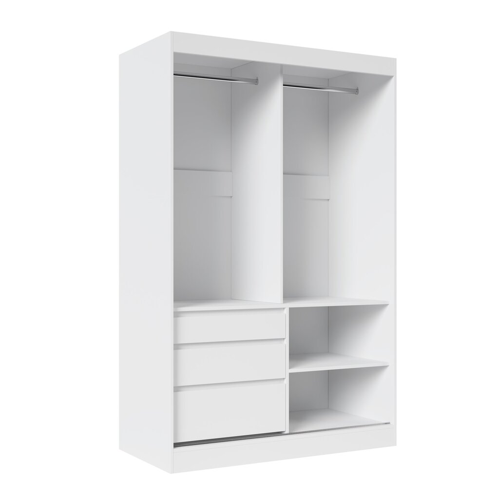 Spinta ADRK Furniture su veidrodžiu Haidar 140, balta kaina ir informacija | Spintos | pigu.lt