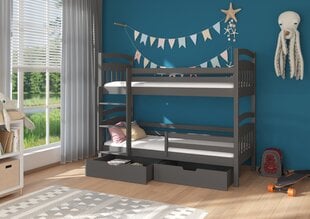 Dviaukštė lova ADRK Furniture Ada 80x180cm, pilka kaina ir informacija | Vaikiškos lovos | pigu.lt