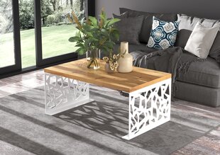 Kavos staliukas ADRK Furniture Semara 100x60cm, rudas/baltas kaina ir informacija | Kavos staliukai | pigu.lt