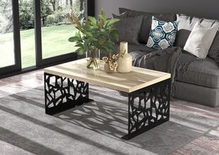 Kavos staliukas ADRK Furniture Semara 100x60cm, šviesiai rudas/juodas kaina ir informacija | Kavos staliukai | pigu.lt