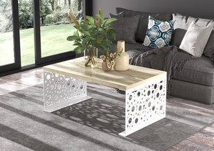 Kavos staliukas ADRK Furniture Rina, 100x60cm, šviesiai rudas/baltas kaina ir informacija | Kavos staliukai | pigu.lt