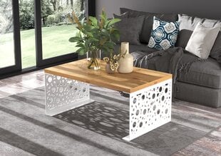 Kavos staliukas ADRK Furniture Rina, 100x60cm, rudas/baltas kaina ir informacija | Kavos staliukai | pigu.lt