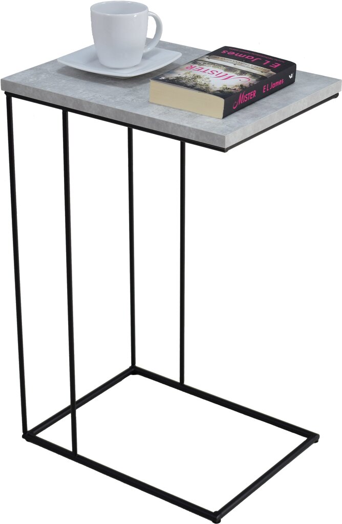 Šoninis staliukas ADRK Furniture Dru, 62x30x40 cm, pilkas/juodas kaina ir informacija | Kavos staliukai | pigu.lt