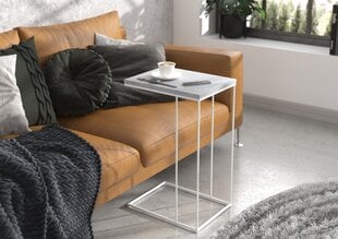 Šoninis staliukas ADRK Furniture Dru, 62x30x40 cm, pilkas/baltas kaina ir informacija | Kavos staliukai | pigu.lt