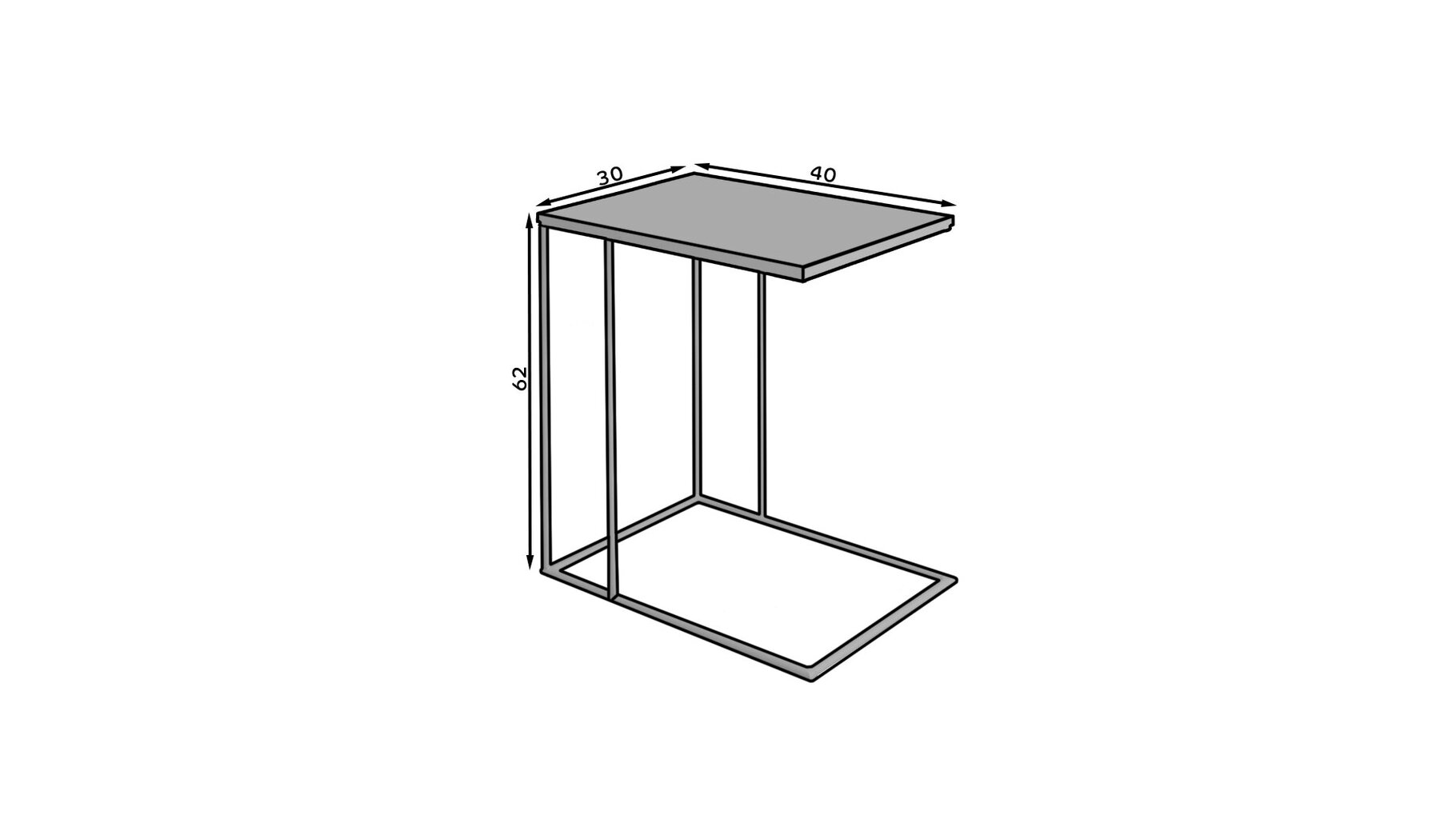 Šoninis staliukas ADRK Furniture Dru, 62x30x40 cm, baltas kaina ir informacija | Kavos staliukai | pigu.lt