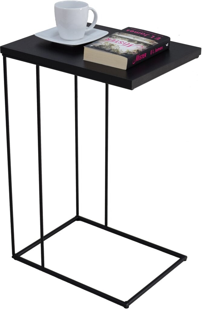 Šoninis staliukas ADRK Furniture Dru, 62x30x40 cm, šviesiai juodas kaina ir informacija | Kavos staliukai | pigu.lt