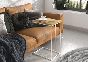 Šoninis staliukas ADRK Furniture Dru, 62x30x40 cm, rudas/baltas kaina ir informacija | Kavos staliukai | pigu.lt