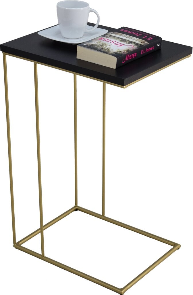 Šoninis staliukas ADRK Furniture Dru, 62x30x40 cm, šviesiai juodas/aukso kaina ir informacija | Kavos staliukai | pigu.lt