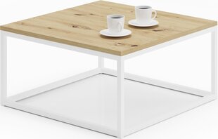 Kavos staliukas ADRK Furniture Belten 65x65cm, rudas/baltas kaina ir informacija | Kavos staliukai | pigu.lt