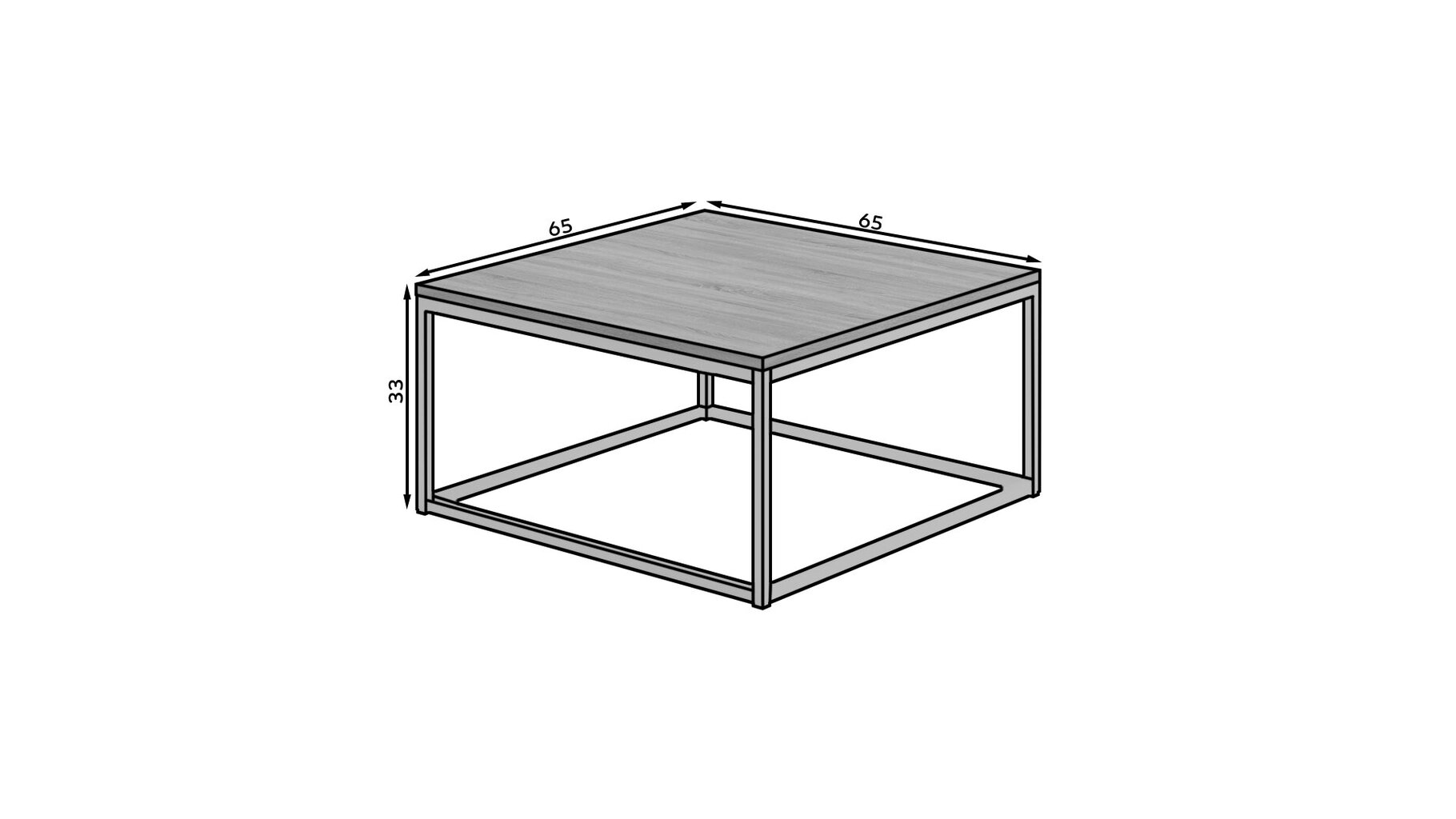Kavos staliukas ADRK Furniture Belten 65x65cm, pilkas/baltas kaina ir informacija | Kavos staliukai | pigu.lt