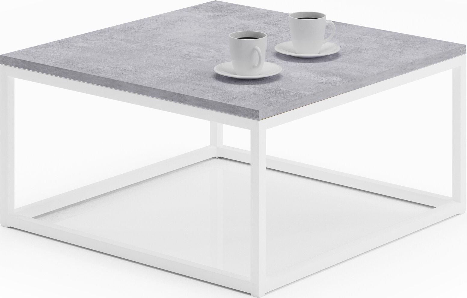 Kavos staliukas ADRK Furniture Belten 65x65cm, pilkas/baltas kaina ir informacija | Kavos staliukai | pigu.lt
