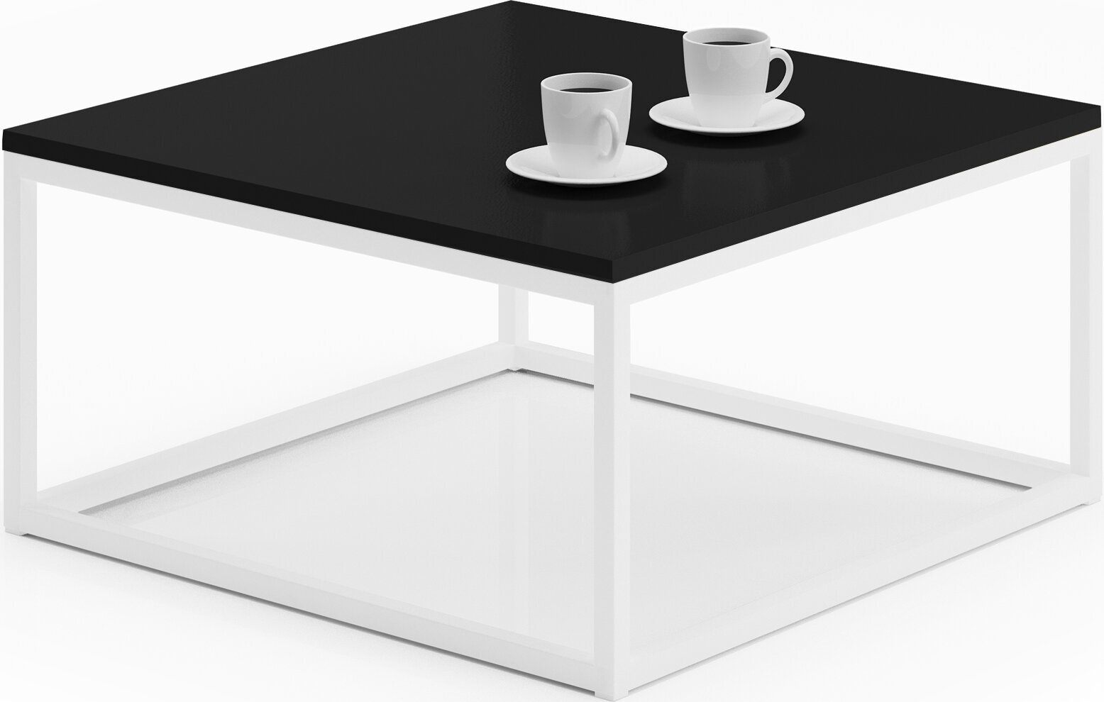 Kavos staliukas ADRK Furniture Belten 65x65cm, juodas/baltas kaina ir informacija | Kavos staliukai | pigu.lt