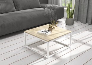 Kavos staliukas ADRK Furniture Belten 65x65cm, šviesiai rudas/baltas kaina ir informacija | Kavos staliukai | pigu.lt
