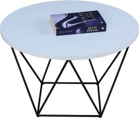 Kavos staliukas ADRK Furniture Liam, 55x55cm, baltas/juodas kaina ir informacija | Kavos staliukai | pigu.lt