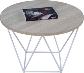 Kavos staliukas ADRK Furniture Liam, 55x55cm, šviesiai rudas/baltas kaina ir informacija | Kavos staliukai | pigu.lt