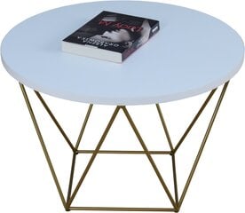 Журнальный столик ADRK Furniture Liam, 55x55см, белый/золотой цвет цена и информация | Журнальные столики | pigu.lt