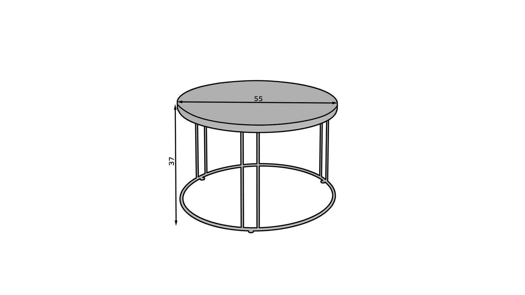 Kavos staliukas ADRK Furniture Noel, 55x55cm, pilkas/juodas kaina ir informacija | Kavos staliukai | pigu.lt